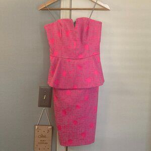 Nicole Miller Barbie pink strapless peplum dress, sz. 6